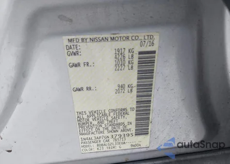 2016 Nissan Altima 2.5 S from USA, damaged, VIN 1N4AL3AP7GN379395